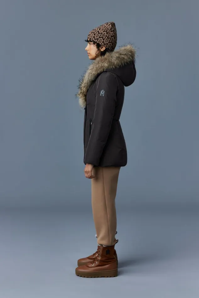 Downs and Jackets Women Mackage ADALI Down Coat With Natural Fur Signature Mackage Collar Black