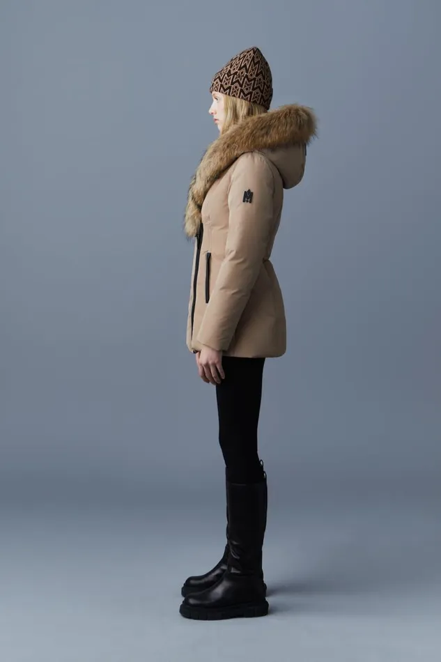 Downs and Jackets Women Mackage ADALI Down Coat With Natural Fur Signature Mackage Collar Black