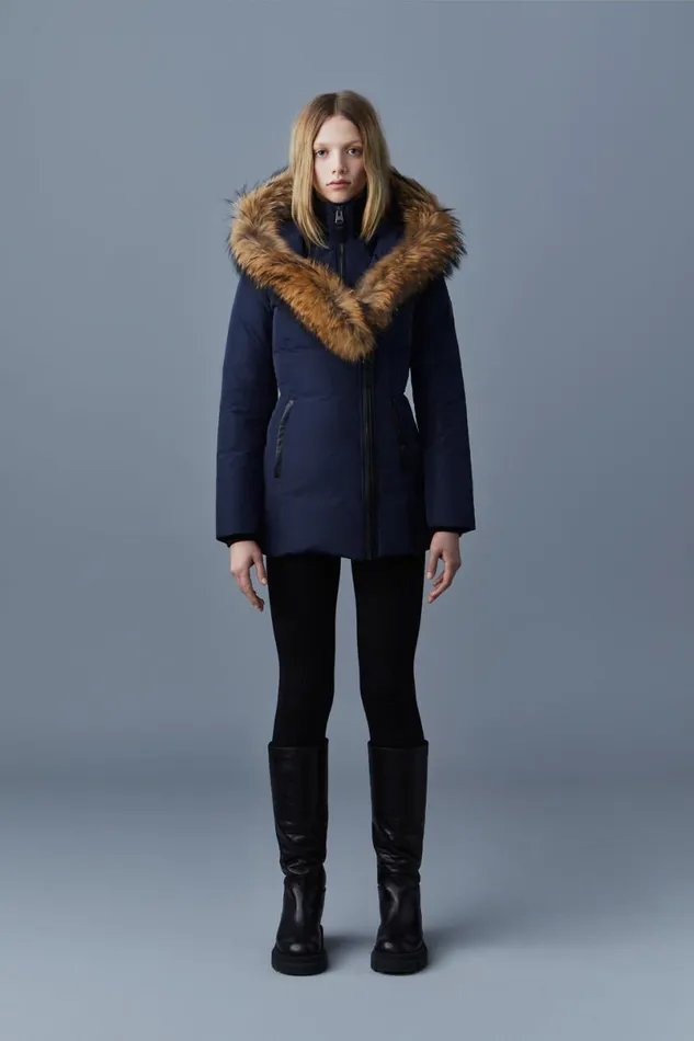 Downs and Jackets Women Mackage ADALI Down Coat With Natural Fur Signature Mackage Collar Black