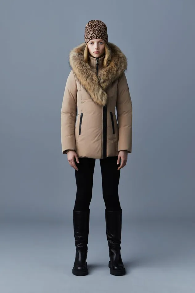 Downs and Jackets Women Mackage ADALI Down Coat With Natural Fur Signature Mackage Collar Black
