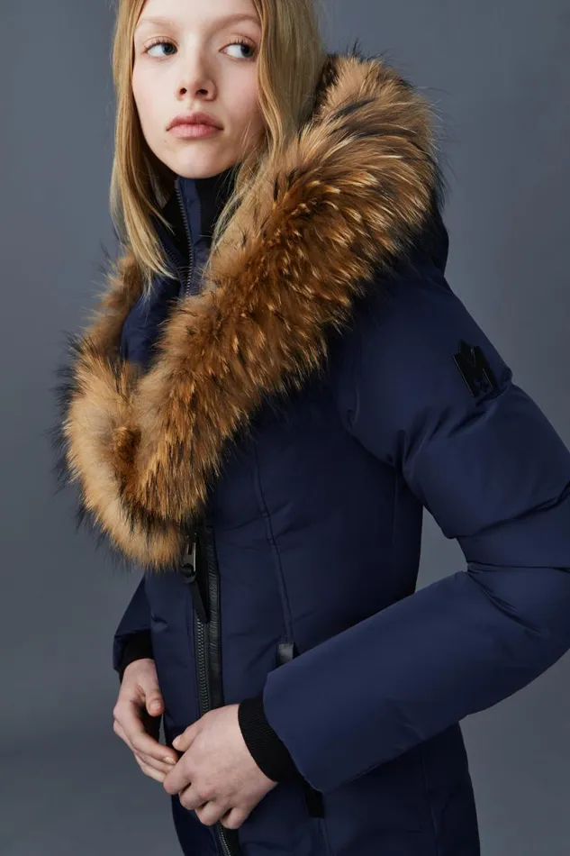 Downs and Jackets Women Mackage ADALI Down Coat With Natural Fur Signature Mackage Collar Black
