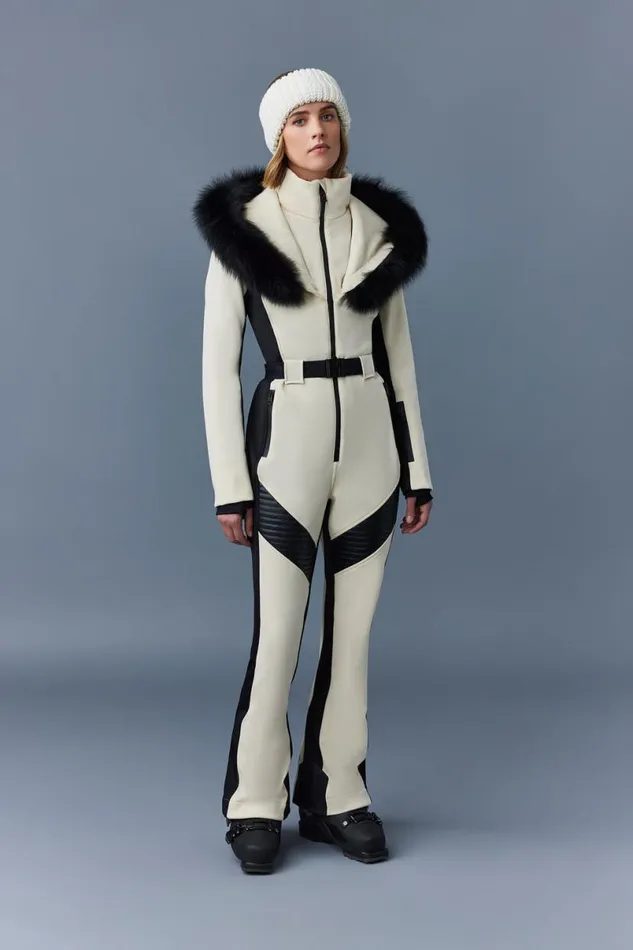 Downs and Jackets Women Mackage ELLEZ Techno Fleece Ski Suit With Removable Hood And Fur Trim Black Downs and Jackets Women Mackage ELLEZ Techno Fleece Ski Suit With Removable Hood And Fur Trim Black