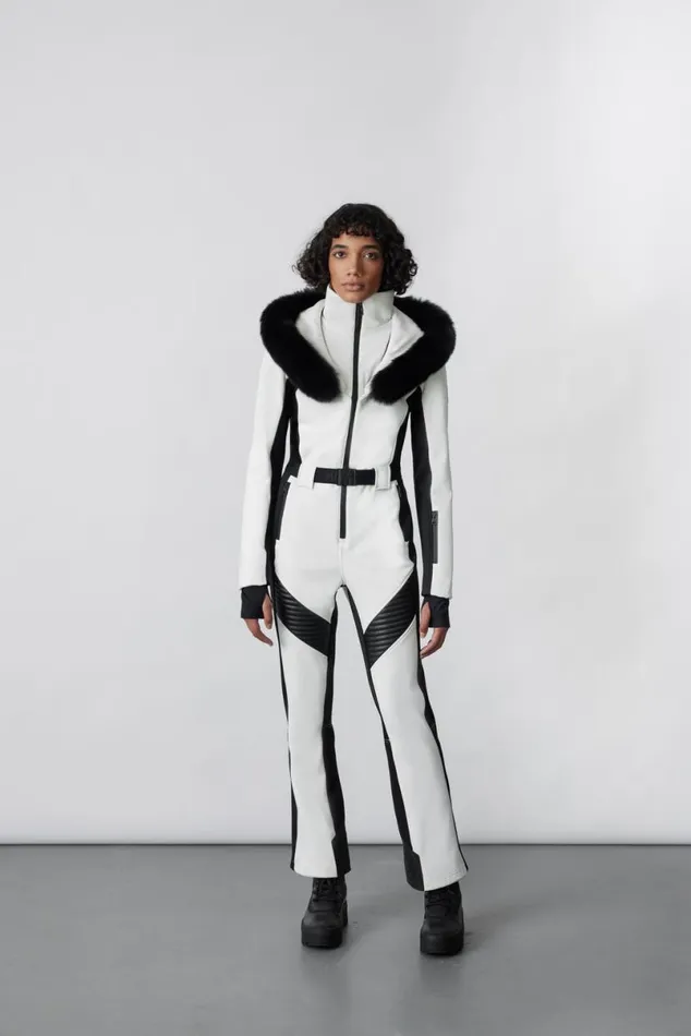 Downs and Jackets Women Mackage ELLEZ Techno Fleece Ski Suit With Removable Hood And Fur Trim Black Downs and Jackets Women Mackage ELLEZ Techno Fleece Ski Suit With Removable Hood And Fur Trim Black