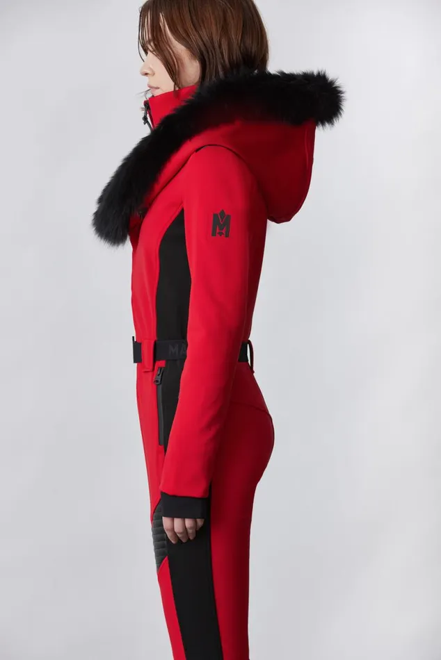 Downs and Jackets Women Mackage ELLEZ Techno Fleece Ski Suit With Removable Hood And Fur Trim Black Downs and Jackets Women Mackage ELLEZ Techno Fleece Ski Suit With Removable Hood And Fur Trim Black