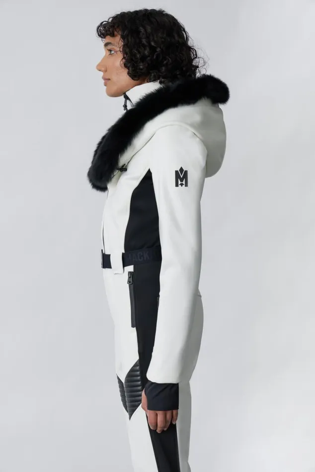 Downs and Jackets Women Mackage ELLEZ Techno Fleece Ski Suit With Removable Hood And Fur Trim Black Downs and Jackets Women Mackage ELLEZ Techno Fleece Ski Suit With Removable Hood And Fur Trim Black