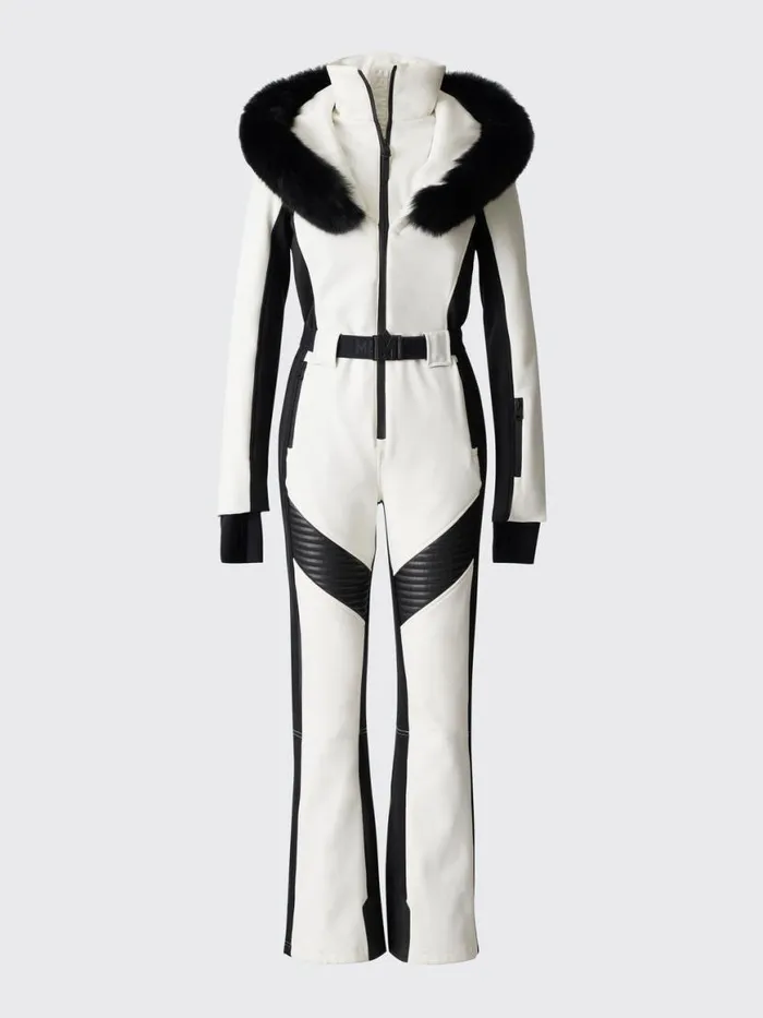 Downs and Jackets Women Mackage ELLEZ Techno Fleece Ski Suit With Removable Hood And Fur Trim Black Downs and Jackets Women Mackage ELLEZ Techno Fleece Ski Suit With Removable Hood And Fur Trim Black