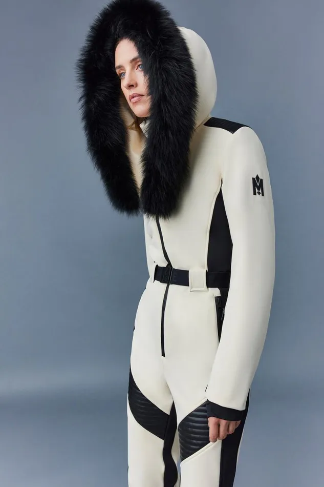 Downs and Jackets Women Mackage ELLEZ Techno Fleece Ski Suit With Removable Hood And Fur Trim Black Downs and Jackets Women Mackage ELLEZ Techno Fleece Ski Suit With Removable Hood And Fur Trim Black