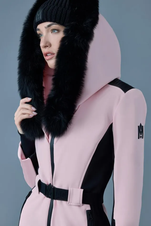 Downs and Jackets Women Mackage ELLEZ Techno Fleece Ski Suit With Removable Hood And Fur Trim Black Downs and Jackets Women Mackage ELLEZ Techno Fleece Ski Suit With Removable Hood And Fur Trim Black