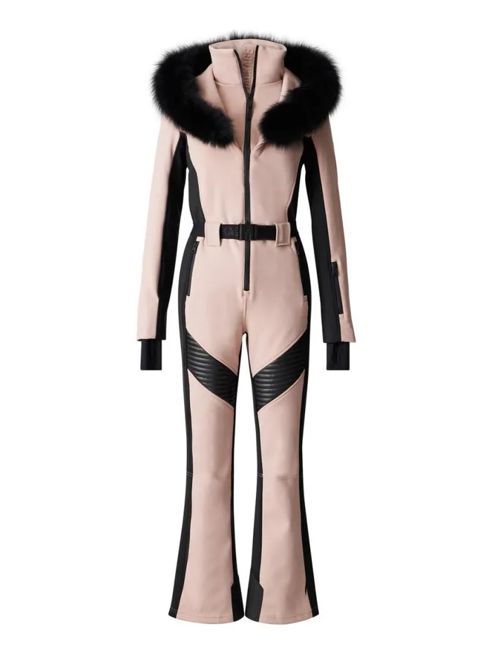 Downs and Jackets Women Mackage ELLEZ Techno Fleece Ski Suit With Removable Hood And Fur Trim Black Downs and Jackets Women Mackage ELLEZ Techno Fleece Ski Suit With Removable Hood And Fur Trim Black