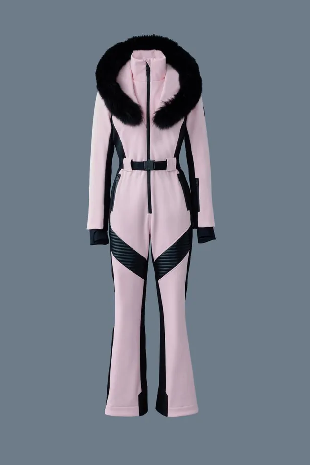 Downs and Jackets Women Mackage ELLEZ Techno Fleece Ski Suit With Removable Hood And Fur Trim Black Downs and Jackets Women Mackage ELLEZ Techno Fleece Ski Suit With Removable Hood And Fur Trim Black