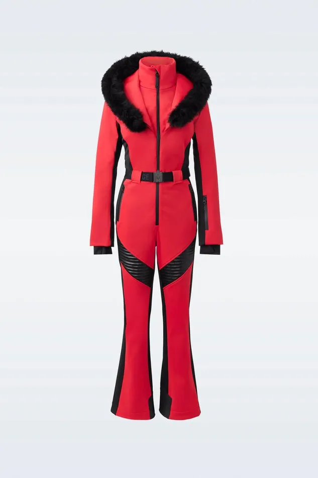 Downs and Jackets Women Mackage ELLEZ Techno Fleece Ski Suit With Removable Hood And Fur Trim Black Downs and Jackets Women Mackage ELLEZ Techno Fleece Ski Suit With Removable Hood And Fur Trim Black