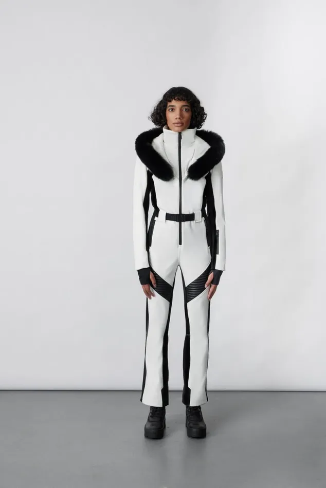 Downs and Jackets Women Mackage ELLEZ Techno Fleece Ski Suit With Removable Hood And Fur Trim Black Downs and Jackets Women Mackage ELLEZ Techno Fleece Ski Suit With Removable Hood And Fur Trim Black