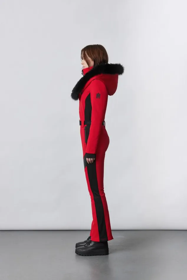 Downs and Jackets Women Mackage ELLEZ Techno Fleece Ski Suit With Removable Hood And Fur Trim Black Downs and Jackets Women Mackage ELLEZ Techno Fleece Ski Suit With Removable Hood And Fur Trim Black