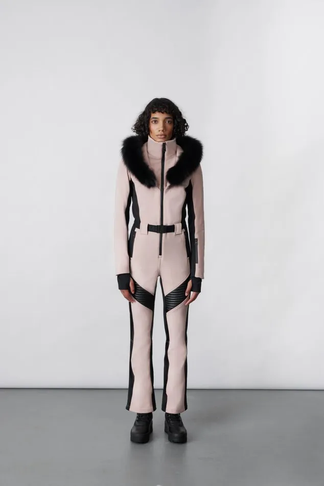 Downs and Jackets Women Mackage ELLEZ Techno Fleece Ski Suit With Removable Hood And Fur Trim Black Downs and Jackets Women Mackage ELLEZ Techno Fleece Ski Suit With Removable Hood And Fur Trim Black