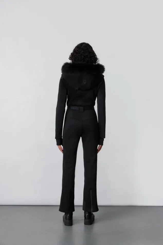 Downs and Jackets Women Mackage ELLEZ Techno Fleece Ski Suit With Removable Hood And Fur Trim Black Downs and Jackets Women Mackage ELLEZ Techno Fleece Ski Suit With Removable Hood And Fur Trim Black