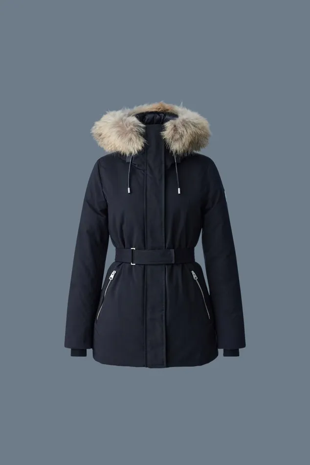 Downs and Jackets Women Mackage JENI 2in1 Down Parka With Removable Bib And Natural Fur Cream