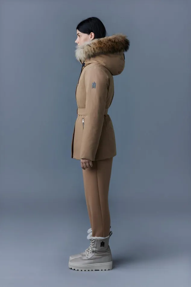 Downs and Jackets Women Mackage JENI 2in1 Down Parka With Removable Bib And Natural Fur Cream