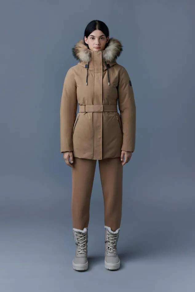 Downs and Jackets Women Mackage JENI 2in1 Down Parka With Removable Bib And Natural Fur Cream