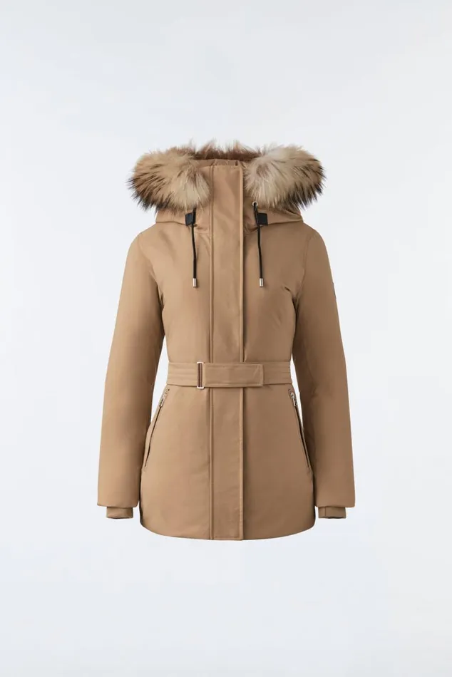 Downs and Jackets Women Mackage JENI 2in1 Down Parka With Removable Bib And Natural Fur Cream