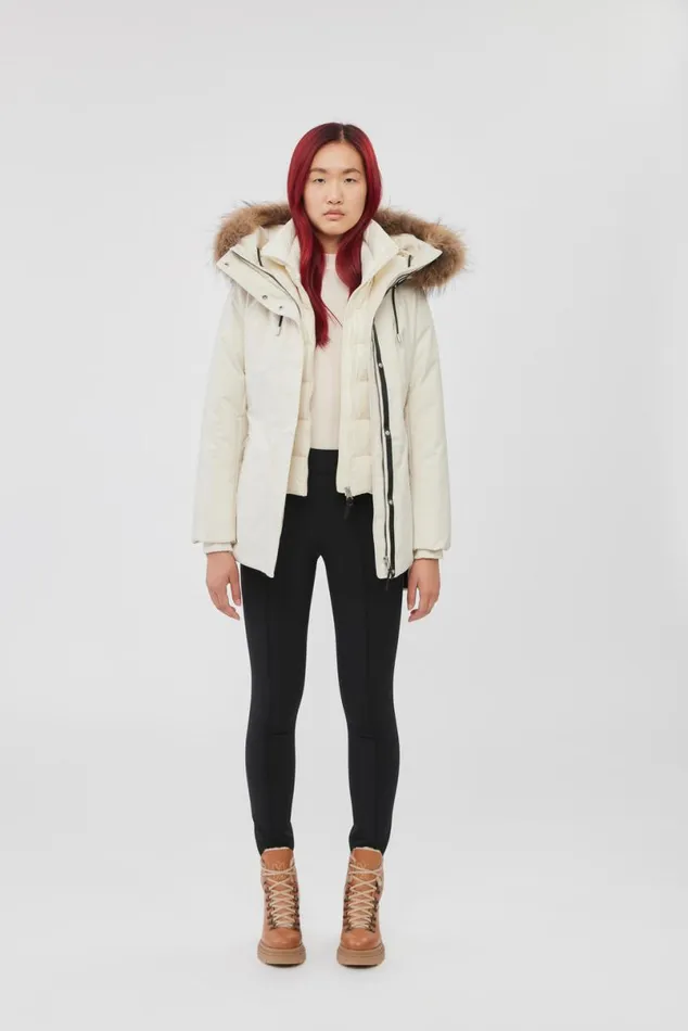 Downs and Jackets Women Mackage JENI 2in1 Down Parka With Removable Bib And Natural Fur Cream