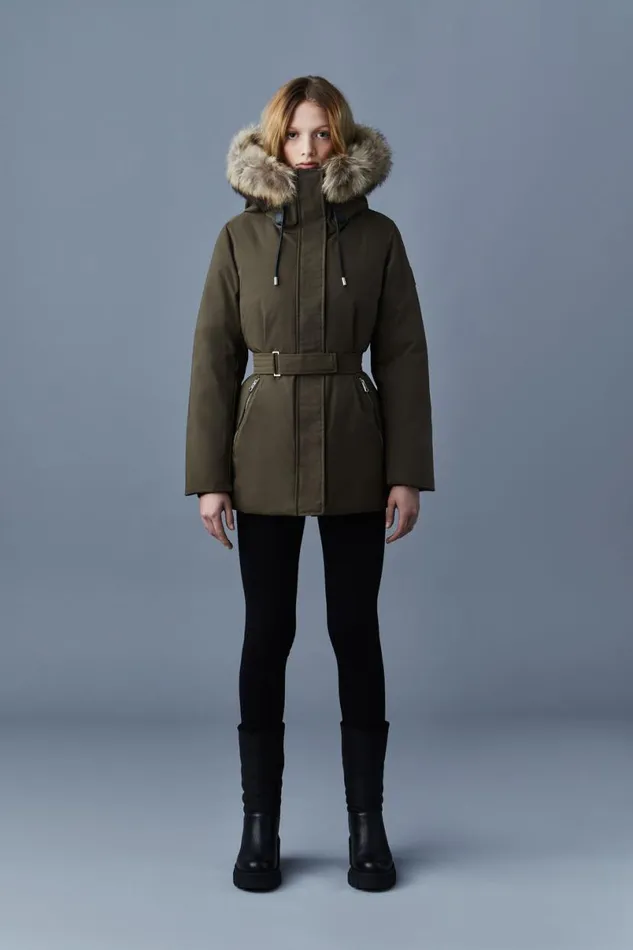 Downs and Jackets Women Mackage JENI 2in1 Down Parka With Removable Bib And Natural Fur Cream