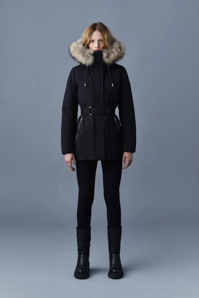 Downs and Jackets Women Mackage JENI 2in1 Down Parka With Removable Bib And Natural Fur Cream