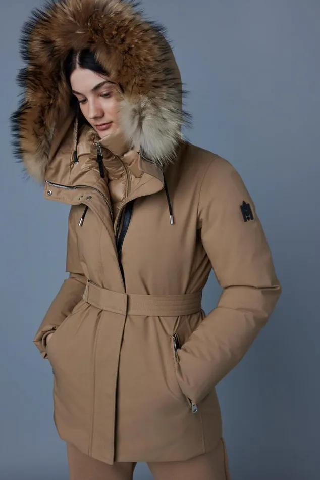 Downs and Jackets Women Mackage JENI 2in1 Down Parka With Removable Bib And Natural Fur Cream