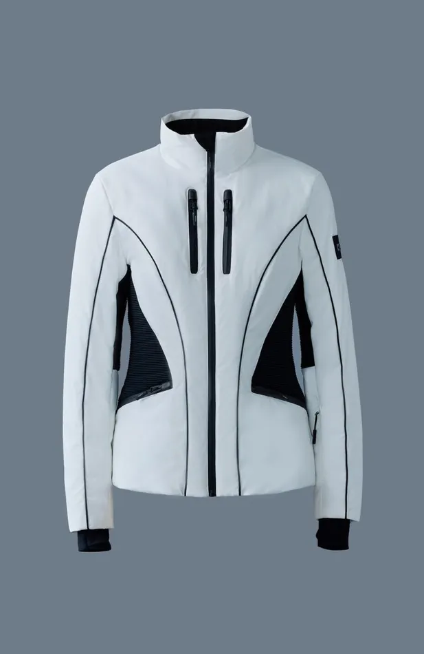 Downs and Jackets Women Mackage SANDRA Smocked Detailed Technical Ski Jacket White