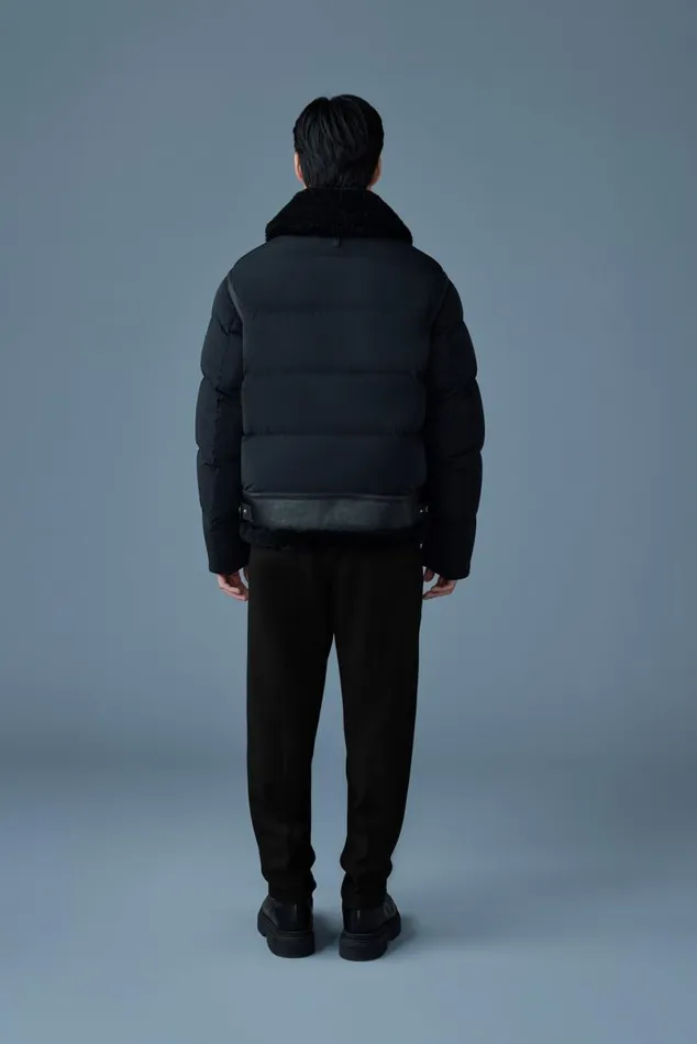 Downs and Parkas Men Mackage ROBERT Mixedmedia Shearling Down Jacket Sky Blue
