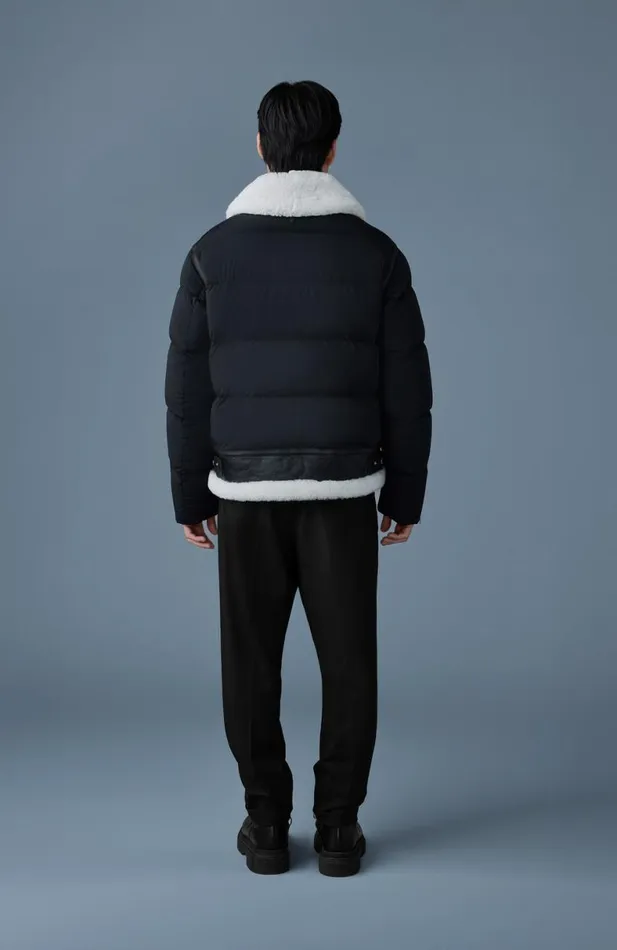 Downs and Parkas Men Mackage ROBERT Mixedmedia Shearling Down Jacket Sky Blue