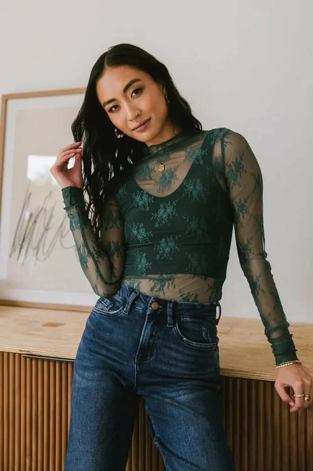 Drea Lace Layering Top In Teal Teal Women Bohme Tops