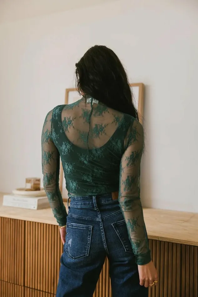 Drea Lace Layering Top In Teal Teal Women Bohme Tops