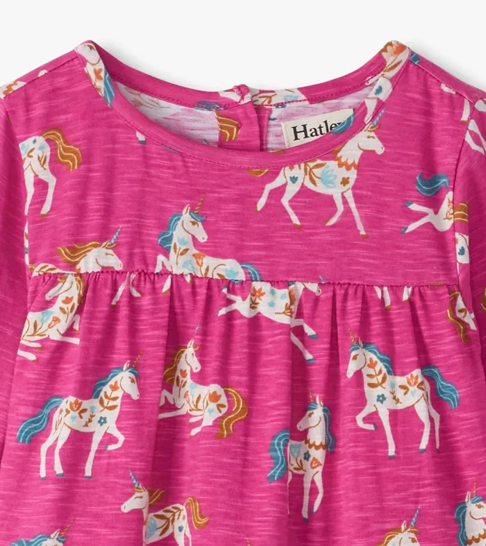 Dresses Baby and Toddler Hatley Baby and Toddler Girls Folksy Unicorns Gathered Tiered Dress