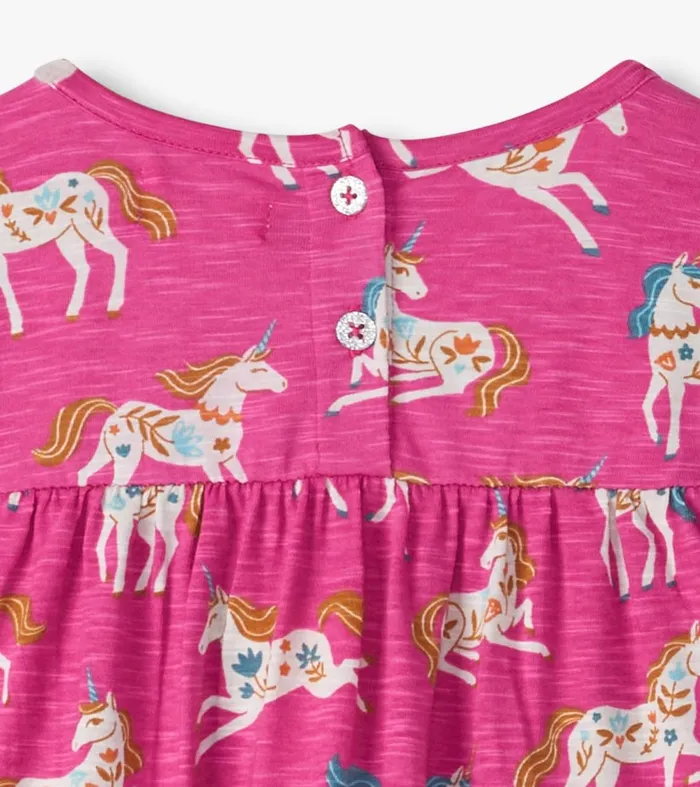 Dresses Baby and Toddler Hatley Baby and Toddler Girls Folksy Unicorns Gathered Tiered Dress