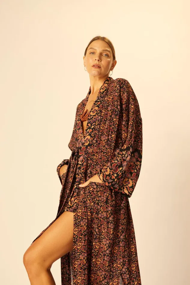 Dresses Shop Natalie Martin DIANE LONG ROBE Petite Fleur Noire