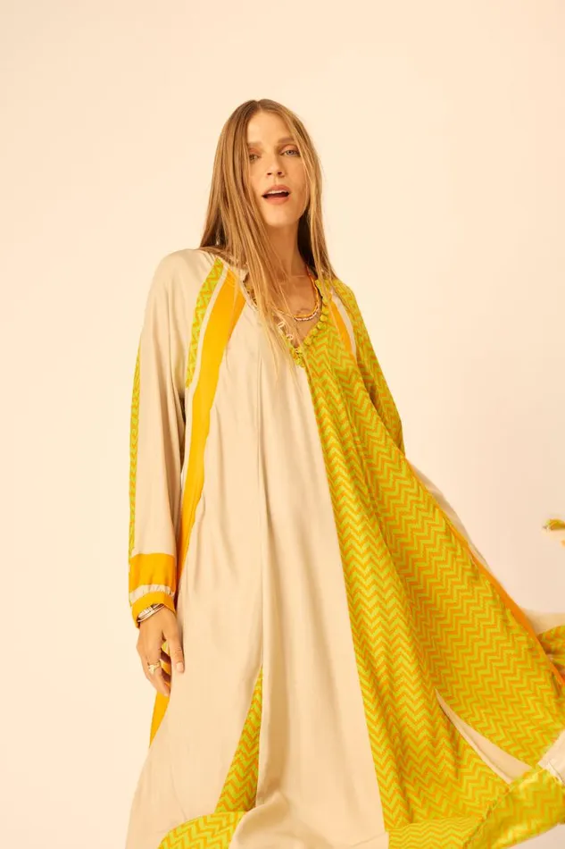 Dresses Shop Natalie Martin FIORE MAXI Block Zigzag Tangerine