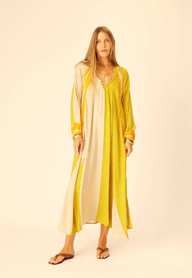 Dresses Shop Natalie Martin FIORE MAXI Block Zigzag Tangerine
