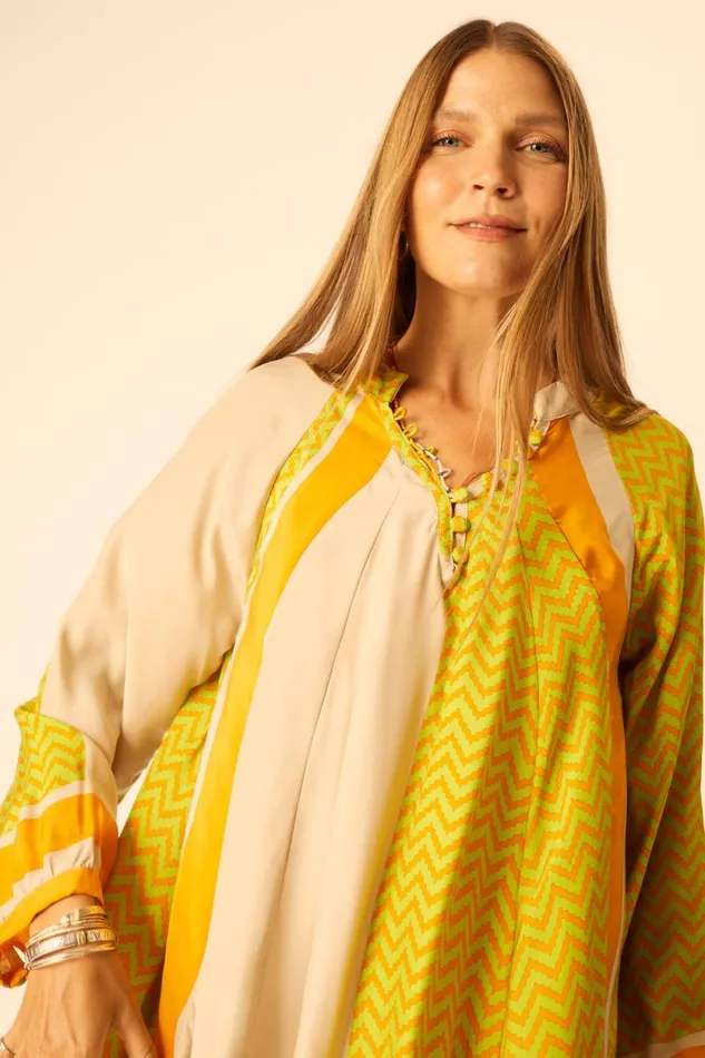 Dresses Shop Natalie Martin FIORE MAXI Block Zigzag Tangerine