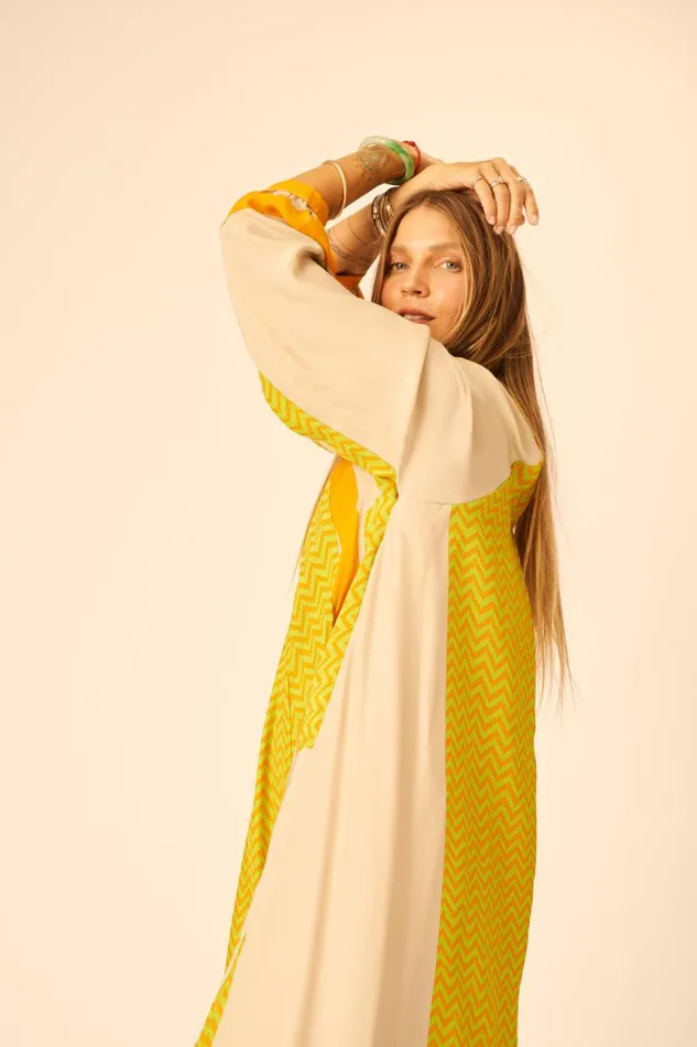 Dresses Shop Natalie Martin FIORE MAXI Block Zigzag Tangerine