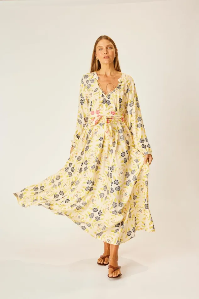 Dresses Shop Natalie Martin FIORE MAXI Prairie Indigo