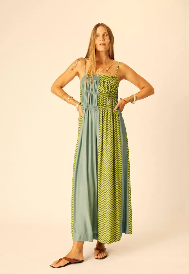 Dresses Shop Natalie Martin GINA MAXI Block Zigzag Lime