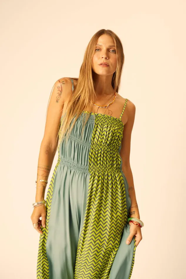 Dresses Shop Natalie Martin GINA MAXI Block Zigzag Lime
