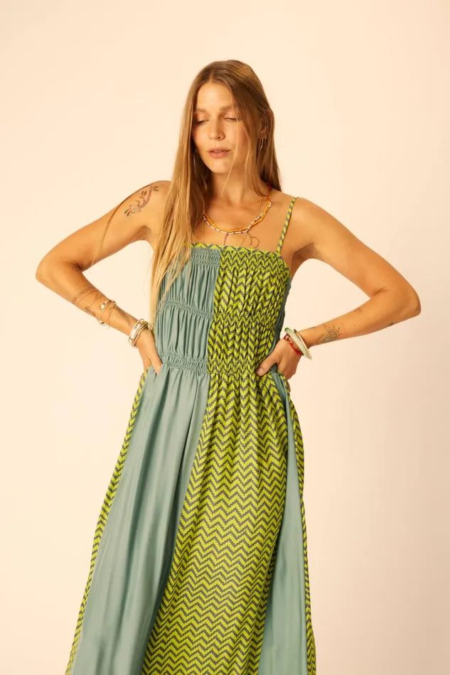 Dresses Shop Natalie Martin GINA MAXI Block Zigzag Lime