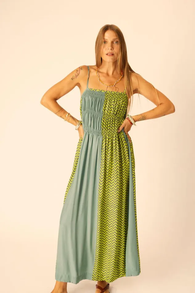 Dresses Shop Natalie Martin GINA MAXI Block Zigzag Lime