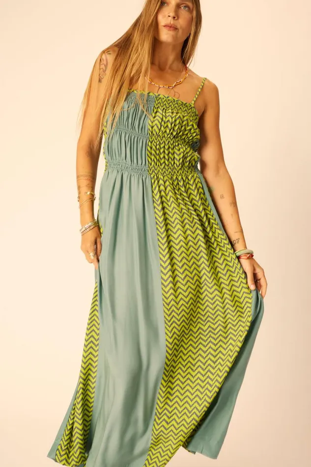 Dresses Shop Natalie Martin GINA MAXI Block Zigzag Lime