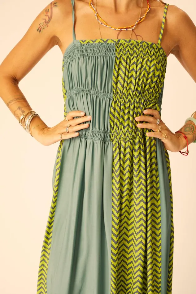 Dresses Shop Natalie Martin GINA MAXI Block Zigzag Lime
