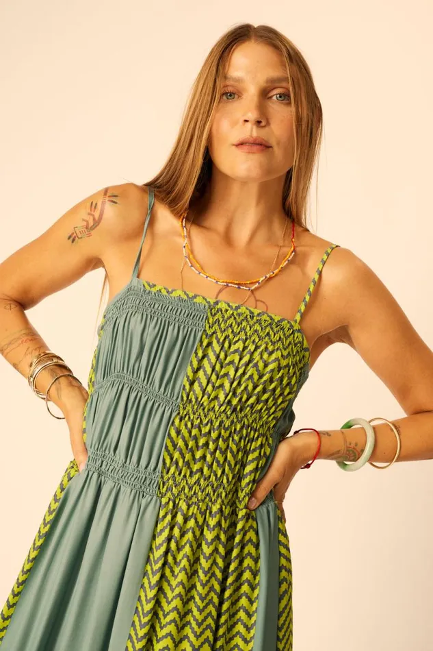 Dresses Shop Natalie Martin GINA MAXI Block Zigzag Lime