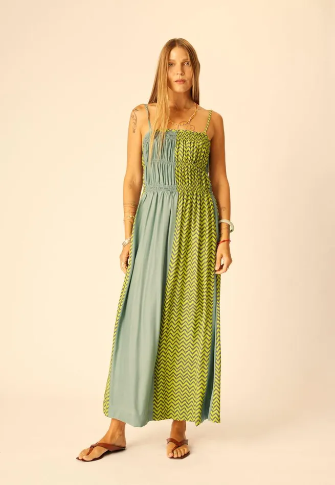 Dresses Shop Natalie Martin GINA MAXI Block Zigzag Lime