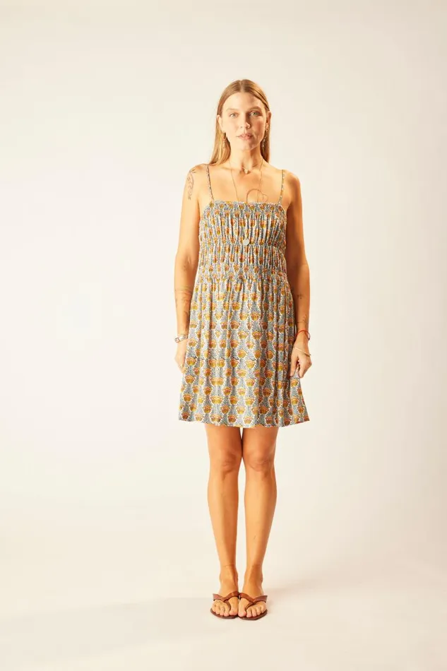 Dresses Shop Natalie Martin GINA SHORT DRESS Tulip Print French Blue