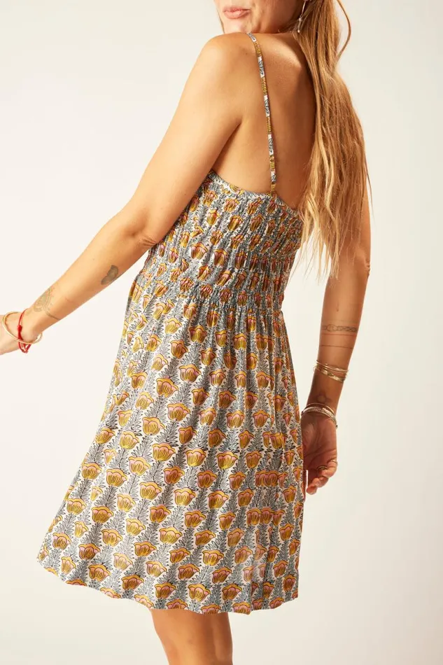 Dresses Shop Natalie Martin GINA SHORT DRESS Tulip Print French Blue